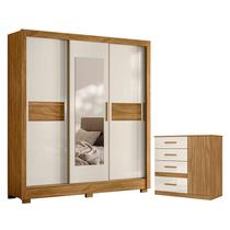 Guarda Roupa Casal Bahamas e Cômoda Vênus Freijó Off White Moval