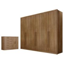 Guarda Roupa Casal Bandeira Com Espelho E Cômoda Seul Cumaru 23 - Novo Horizonte