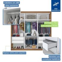 Guarda Roupa Casal Barcelona 3 Portas de Correr 4 Gavetas com Espelho MDP Guarda Roupa Casal Barcelona 3 Portas de Correr 4 Gavetas com Espelho MDP