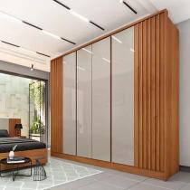 Guarda Roupa Casal Barcelona 6 Portas 6 Gavetas Ripado Cinamomo Off White Tcil Móveis