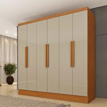 Guarda-Roupa Casal Bariloche 6 Portas 4 Gavetas Cinamomo/Off White - Tcil Móveis