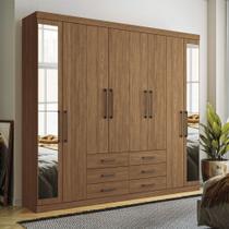 Guarda-Roupa Casal Belize 8 Portas 6 Gavetas com Espelho Jatoba - Pnr Móveis