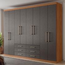 Guarda-Roupa Casal Belize 8 Portas 6 Gavetas Jatoba/Grafite - Pnr Móveis