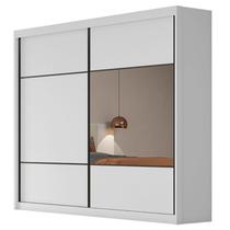 Guarda Roupa Casal Belmonte 2 Portas 4 Gavetas Neve com Espelho Novo Horizonte