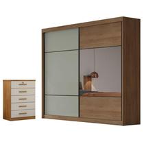 Guarda Roupa Casal Belmonte e Gaveteiro Suiça com Chave Cumaru 25 Fendi - Novo Horizonte