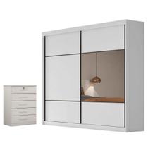 Guarda Roupa Casal Belmonte E Gaveteiro Suiça Com Chave Neve - Novo Horizonte