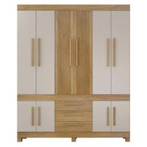 Guarda Roupa Casal Bem Te Vi 10 Portas de Bater 3 Gavetas MDF Cinamomo Off White Valdemóveis Guarda Roupa Casal Bem Te Vi 10 Portas de Bater 3 Gavetas MDF Cinamomo Off White Valdemóveis