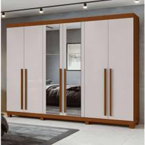 Guarda-Roupa Casal Bertha 6 Portas 4 Gavetas com Espelho Frassino/Off White - Móveis Lopas