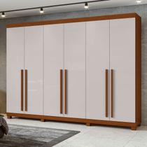 Guarda-Roupa Casal Bertha 6 Portas 4 Gavetas Frassino/Off White - Moveis Lopas