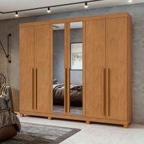 Guarda Roupa Casal Bertha 6 Portas e 4 Gavetas com Espelho e Pés Móveis Lopas Guarda Roupa Casal Bertha 6 Portas e 4 Gavetas com Espelho e Pés Móveis Lopas