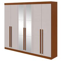 Guarda Roupa Casal Bertha 6 Portas Frassino Off White com Espelho - Lopas