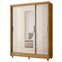 Guarda Roupa Casal Bolívia 3 Portas Freijó Off White Com Espelho - Moval Guarda Roupa Casal Bolívia 3 Portas Freijó Off White Com Espelho - Moval