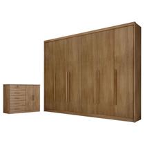 Guarda Roupa Casal Bragança e Cômoda Seul Cumaru 23 - Novo Horizonte Guarda Roupa Casal Bragança e Cômoda Seul Cumaru 23 - Novo Horizonte