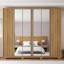 Guarda Roupa Casal Bravus 6 Portas de Bater com 4 Espelhos e 4 Gavetas MDP Buriti/Fendi G11 - Gran Belo