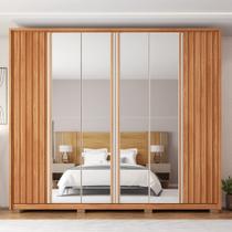 Guarda Roupa Casal Bravus 6 Portas de Bater com 4 Espelhos e 4 Gavetas MDP Freijo/OffWhite G11 - Gran Belo