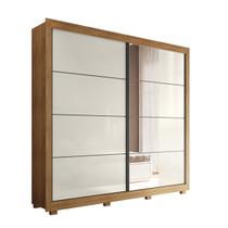 Guarda Roupa Casal c/ Espelho 2 Portas Correr 4 Gavetas Copacabana Cedro Areia - Rud Rack