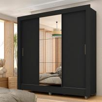 Guarda Roupa Casal C/espelho 3 Pts 1 Gav Alice Preto