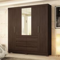 Guarda-Roupa Casal Cádis 4 Portas 6 Gavetas com Espelho Café Touch - Demóbile