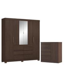 Guarda Roupa Casal Cádis Com Cômoda Montevidéu Café Touch -demóbile