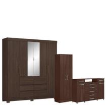 Guarda Roupa Casal Cádis Com Multiuso Golden Com Cômoda London Café - Demóbile Guarda Roupa Casal Cádis Com Multiuso Golden Com Cômoda London Café - Demóbile