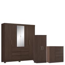 Guarda Roupa Casal Cádis com Multiuso Viena com Cômoda Montevidéu Café Touch -Demóbile