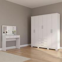 Guarda Roupa Casal Caju 6 Portas e Penteadeira Daila Ambiente com Led Branco - Henn Guarda Roupa Casal Caju 6 Portas e Penteadeira Daila Ambiente com Led Branco - Henn