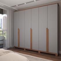 Guarda-Roupa Casal Calábria Slim 6 Portas 6 Gavetas Cinza/Nature - Panorama Móveis