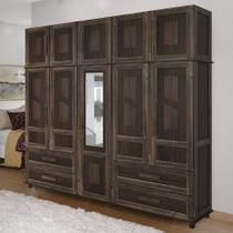 Guarda-Roupa Casal Campo Grande 10 Portas 4 Gavetas com Espelho Imbuia - Rodmoveis