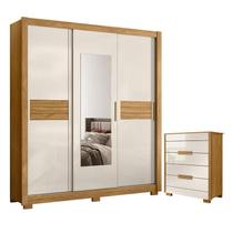 Guarda Roupa Casal Canadá e Cômoda Dhara Freijó Off White Moval