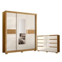 Guarda Roupa Casal Canadá e Cômoda Georgia Freijó Off White Moval