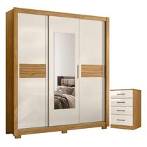 Guarda Roupa Casal Canadá e Cômoda MS913 Freijó Off White Moval