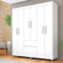 Guarda Roupa Casal Cancun 6 Portas 2 Gavetas Branco - Móveis Arapongas