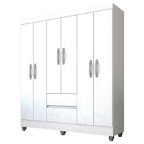 Guarda Roupa Casal Cancun 6 Portas 2 Gavetas Branco - Móveis Arapongas