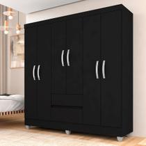 Guarda Roupa Casal Cancun 6 Pts 2 Gav Preto Fosco - Móveis Arapongas