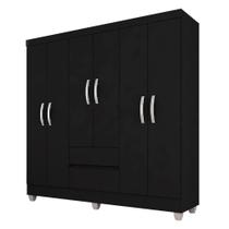 Guarda Roupa Casal Cancun 6 Pts 2 Gav Preto Fosco - Móveis Arapongas