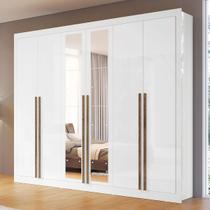 Guarda-Roupa Casal Cannes 6 Portas 6 Gavetas com Espelho Branco - Maxel