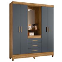 Guarda Roupa Casal Capela 4p 165 Cm Capri Freijo Cinza Moval