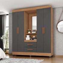 Guarda Roupa Casal Capela Ambiente Lite Nature Cinza Móveis Leão