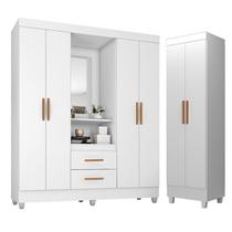 Guarda Roupa Casal Capela com Armário Multiuso Lite Branco Brilho - Móveis Leão Guarda Roupa Casal Capela com Armário Multiuso Lite Branco Brilho - Móveis Leão