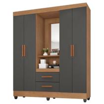 Guarda Roupa Casal Capela Lite Nature Cinza - Móveis Leão