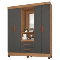 Guarda Roupa Casal Capela Lite Nature Cinza Móveis Leão