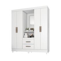 Guarda Roupa Casal Capela Para Quarto Com Espelho 4 Portas 2 Gavetas Organizadoras