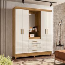 Guarda-roupa Casal Capelinha 4 Portas 3 Gavetas com Espelho e Pés Capri