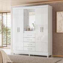Guarda-Roupa Casal Capelinha 4 Portas 4 Gavetas com Espelho e Pés Atenas Flex Guarda-Roupa Casal Capelinha 4 Portas 4 Gavetas com Espelho e Pés Atenas Flex