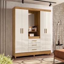 Guarda Roupa Casal Capelinha Ambiente Capri 4 Portas Freijó Off White com Espelho - Moval