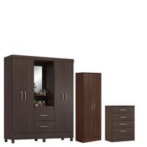 Guarda Roupa Casal Capelinha Lord com Multiuso Golden com Comôda Astral Café - Demóbile