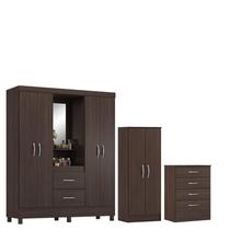 Guarda Roupa Casal Capelinha Lord com Multiuso Viena com Comôda Astral Café - Demóbile