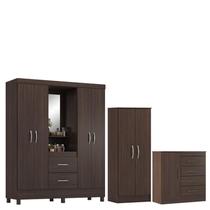 Guarda Roupa Casal Capelinha Lord com Multiuso Viena com Cômoda Montevidéu Café Touch - Demóbile Guarda Roupa Casal Capelinha Lord com Multiuso Viena com Cômoda Montevidéu Café Touch - Demóbile