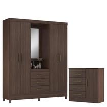 Guarda Roupa Casal Capelinha Pérsia com Cômoda Montevidéu Café Touch - Demóbile