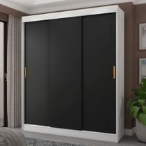 Guarda-Roupa Casal Capri 3 Portas 4 Gavetas Flex Branco/Preto - Fellicci